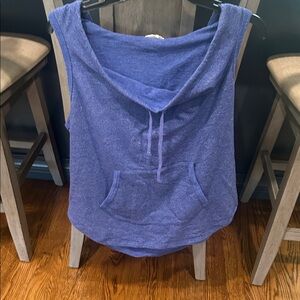 Athleta Blue Sleeveless Hoodie kanga top